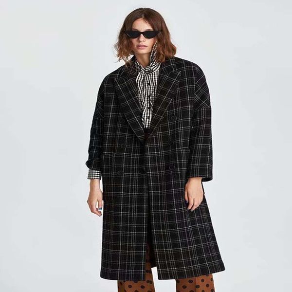 new fashion autumn office lady vintage new style europe and america pattern long double breasted loose long coat, Black
new fashion autumn office lady vintage new style europe and america pattern long double breasted loose long coat, Black