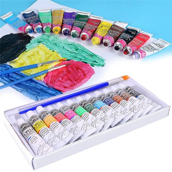 6 ml 12 colors professional acrylic paints set hand painted wall painting textile paint brightly colored art supplies brush
6 ml 12 colors professional acrylic paints set hand painted wall painting textile paint brightly colored art supplies brush