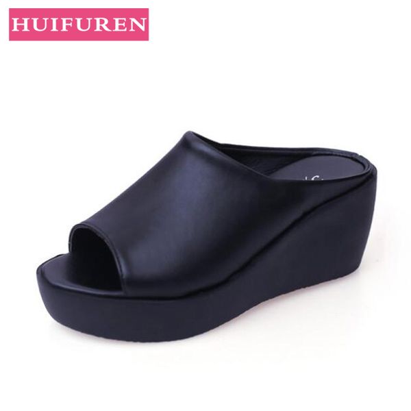 women platform sandals pu leather 2019 summer shoes woman slip on wedges open toe female fashion slides high heels slippers, Black
women platform sandals pu leather 2019 summer shoes woman slip on wedges open toe female fashion slides high heels slippers, Black