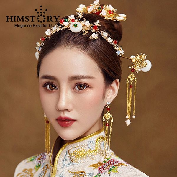 himstory traditional chinese national wedding hair accessories brides hairpins hairstick earrings bridal hairwear jewelry, Golden;white
himstory traditional chinese national wedding hair accessories brides hairpins hairstick earrings bridal hairwear jewelry, Golden;white