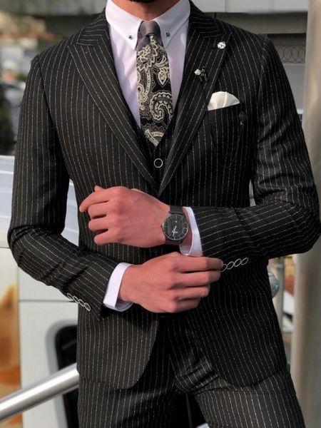 brand new black strips groom tuxedos peak lapel groomsman wedding 3 piece suit popular men business jacket blazer(jacket+pants+tie+vest) 67, Black;gray
brand new black strips groom tuxedos peak lapel groomsman wedding 3 piece suit popular men business jacket blazer(jacket+pants+tie+vest) 67, Black;gray