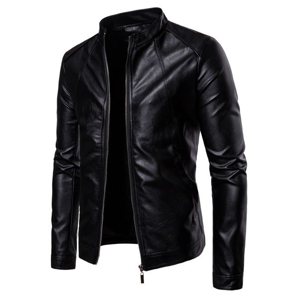 men's leather jacket 2018 autumn new style stand collar sportsman locomotive leather coat washing pu leather jacket, Black
men's leather jacket 2018 autumn new style stand collar sportsman locomotive leather coat washing pu leather jacket, Black