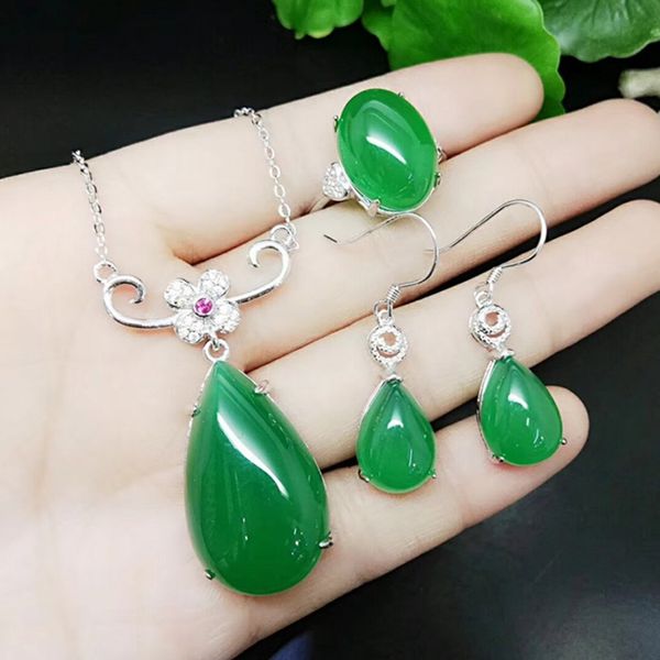 authentic jade myelin set pendant earring ring s925 silver inlaid green jade myelin pink three-piece set women's collarchain cha, Black
authentic jade myelin set pendant earring ring s925 silver inlaid green jade myelin pink three-piece set women's collarchain cha, Black