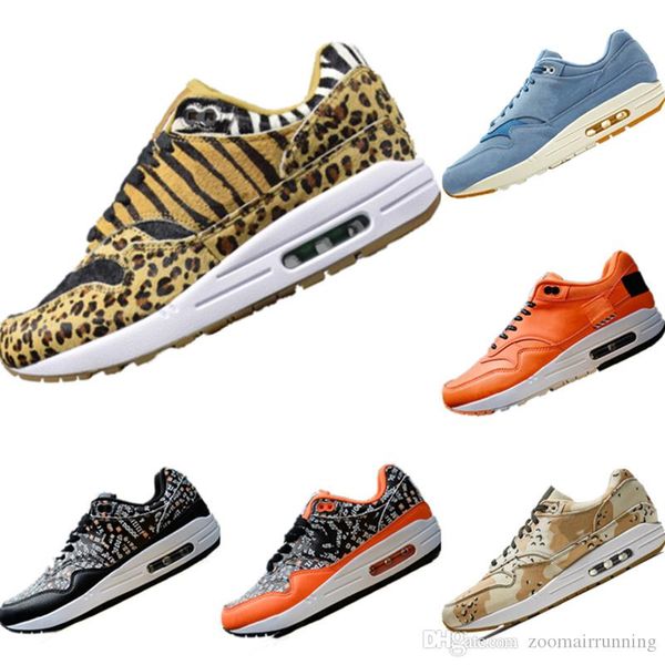 

with box 2019 atmos animal pack 1 og leopard print fur running shoes 1s atmos animal pack eva built-in aircushion cushioning sports shoes, Black