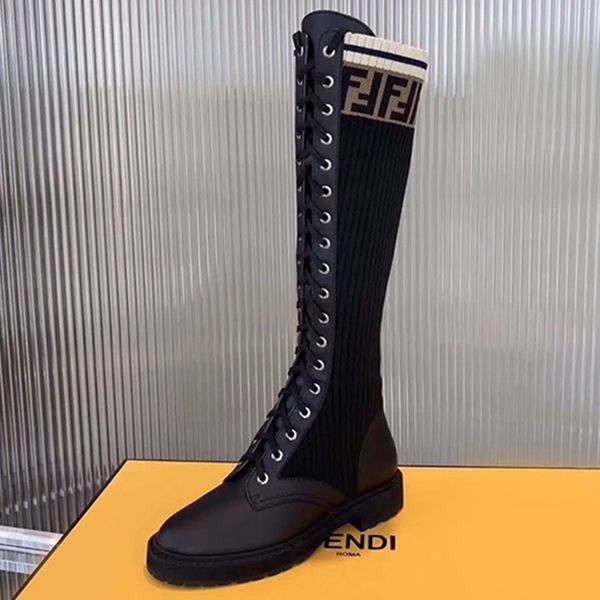 2020 new autumn and winter leather stitching high boots women's straps wild socks boots luxurious flat knit elastic boots, Black
2020 new autumn and winter leather stitching high boots women's straps wild socks boots luxurious flat knit elastic boots, Black