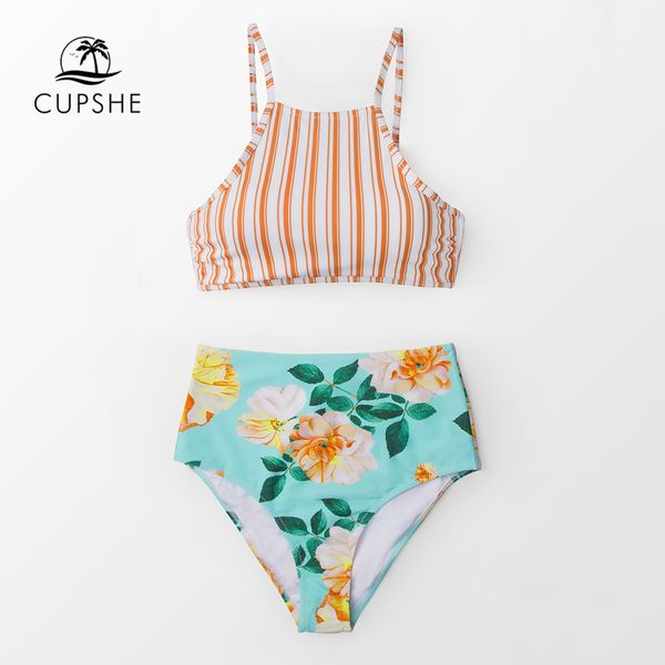 cupshe orange stripe and floral high-waisted tank bikini sets 2019 women boho lace-up two pieces swimsuits
cupshe orange stripe and floral high-waisted tank bikini sets 2019 women boho lace-up two pieces swimsuits