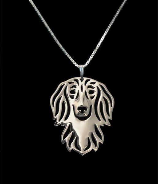 hollow pet pendant long haired dachshund necklace for women beautiful gift fashion, Silver
hollow pet pendant long haired dachshund necklace for women beautiful gift fashion, Silver