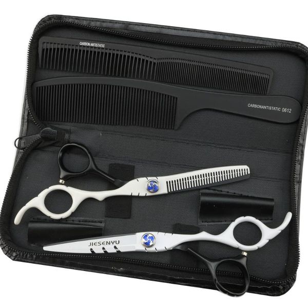 japan 440c6.0 inch black and white high-end scissors flat cut + thinning cut hairdressing supplies convenient scissors
japan 440c6.0 inch black and white high-end scissors flat cut + thinning cut hairdressing supplies convenient scissors