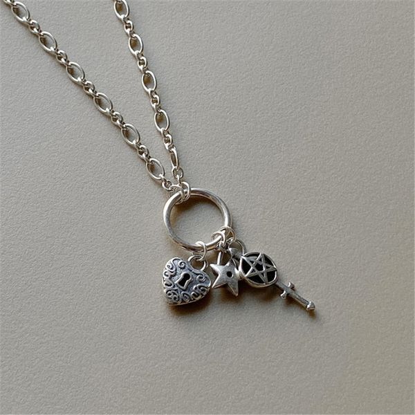 pofunuo 100% real 925 sterling silver women vintage key lock star charm necklace female minimalism 58cm long chain chic necklace
pofunuo 100% real 925 sterling silver women vintage key lock star charm necklace female minimalism 58cm long chain chic necklace