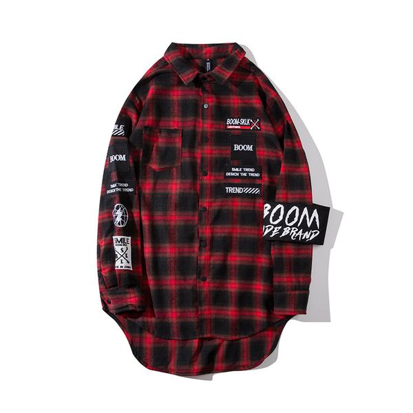 #1418 autumn blue red plaid shirt men full sleeves long shirt male harajuku streetwear hip hop shirts for men loose patchwork, White;black
#1418 autumn blue red plaid shirt men full sleeves long shirt male harajuku streetwear hip hop shirts for men loose patchwork, White;black