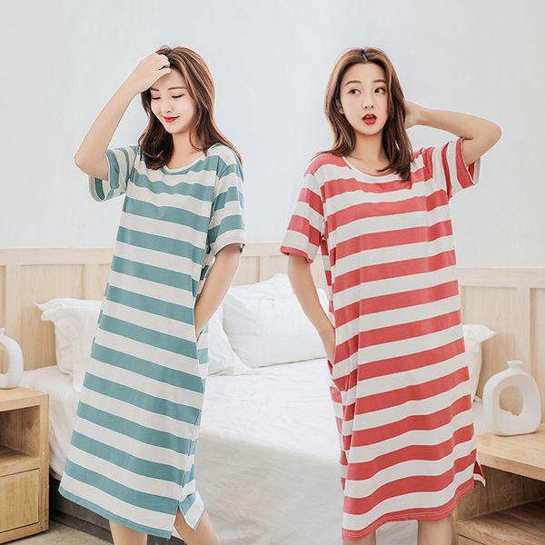large shift nightdress female loose casual stripe nightgown long style over the knee women can wear outside dressing nighties, Black;red
large shift nightdress female loose casual stripe nightgown long style over the knee women can wear outside dressing nighties, Black;red