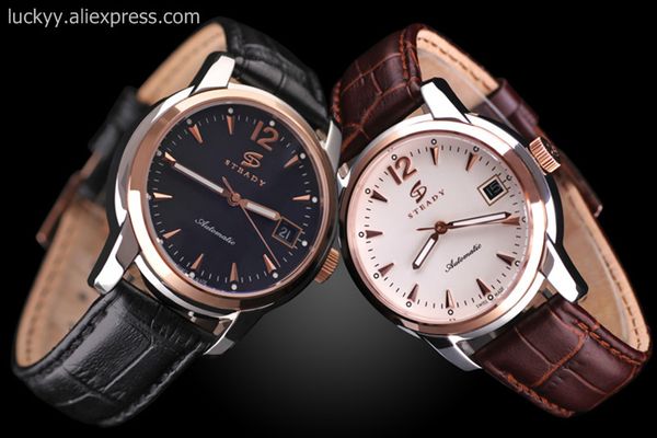 business watches for man automatic self wind male wristwatches steel case and black leather strap classic male watches a151, Slivery;brown
business watches for man automatic self wind male wristwatches steel case and black leather strap classic male watches a151, Slivery;brown