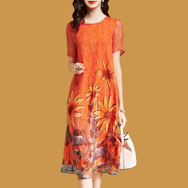elegant floral dress for woman loose short sleeve vestido mujer casual mid-calf faux silk dresses plus size orange sundress, Black;pink
elegant floral dress for woman loose short sleeve vestido mujer casual mid-calf faux silk dresses plus size orange sundress, Black;pink