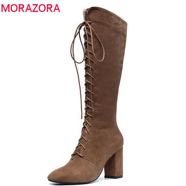 morazora 2020 new arrival suede leather ladies boots lace up square toe high heels thigh high boots autumn winter shoes woman, Black
morazora 2020 new arrival suede leather ladies boots lace up square toe high heels thigh high boots autumn winter shoes woman, Black