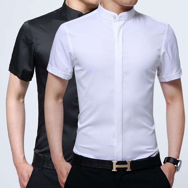 2019 new men short sleeve shirt asian size 3xl 4xl formal stand collar shirts men comfortable and breathable, White;black
2019 new men short sleeve shirt asian size 3xl 4xl formal stand collar shirts men comfortable and breathable, White;black