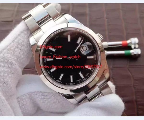 new ii 41mm smooth bezel stainless steel black dial 116300 automatic mens men's watches, Slivery;brown
new ii 41mm smooth bezel stainless steel black dial 116300 automatic mens men's watches, Slivery;brown