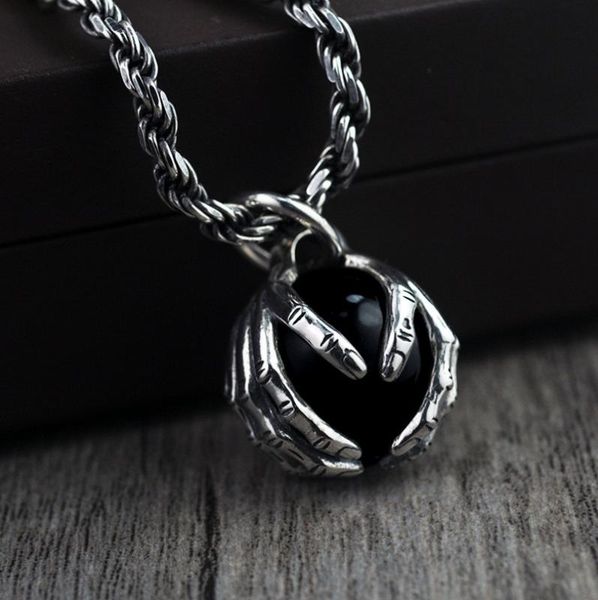 925 sterling silver fashion retro black garnet hand holding bead men s925 pendant
925 sterling silver fashion retro black garnet hand holding bead men s925 pendant