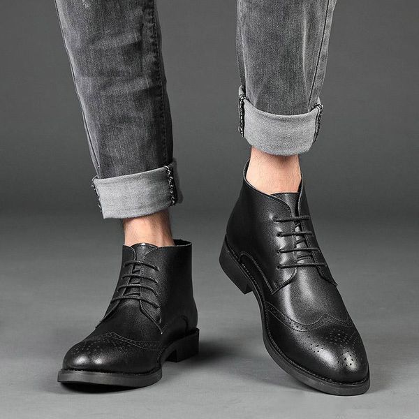 leather boots men business shoes brogue shoes mens dress boots italian coiffeur ankle boots men office shoes, Black
leather boots men business shoes brogue shoes mens dress boots italian coiffeur ankle boots men office shoes, Black