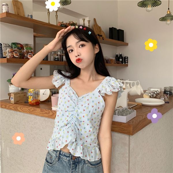 new summer sweet korean style women's clothing fashion brand sleeveless crop female v-neck ruffles floral short camis vest, White
new summer sweet korean style women's clothing fashion brand sleeveless crop female v-neck ruffles floral short camis vest, White