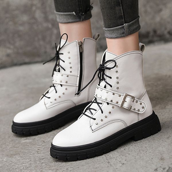 women's winter boots rivet rubber boots ankle black white punk fashion ladies shoes metal motorcycle lace-up female
women's winter boots rivet rubber boots ankle black white punk fashion ladies shoes metal motorcycle lace-up female