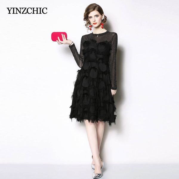 fashion woman black mid dress feather patched female elegant party dress a-line knee-length for woman spring casual, Black;gray
fashion woman black mid dress feather patched female elegant party dress a-line knee-length for woman spring casual, Black;gray