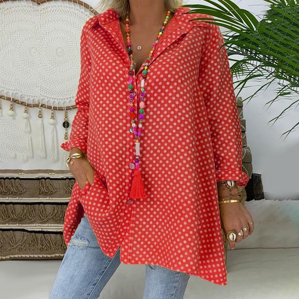 blouse 2019 casual women loose vintage long sleeve polka dots shirts fashion women suumer collar blouses plus size, White
blouse 2019 casual women loose vintage long sleeve polka dots shirts fashion women suumer collar blouses plus size, White