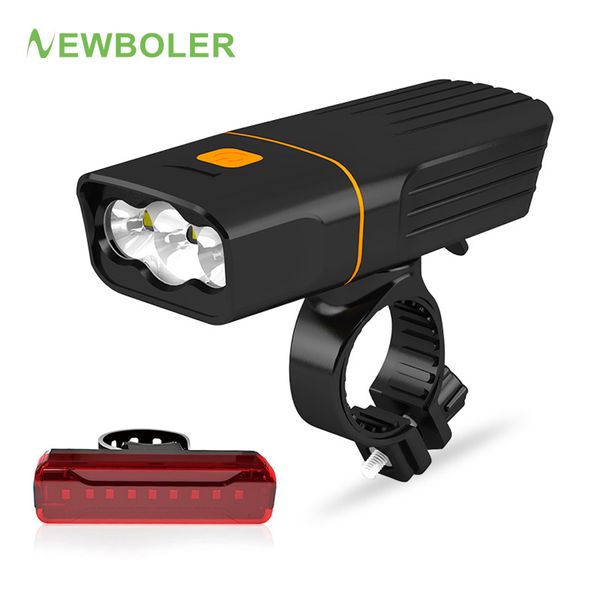 

newboler 5200 mah bicycle headlight 3* l2/t6 2400lm bike light front and raer kit usb charging 3 mode as power bank bicycle lamp