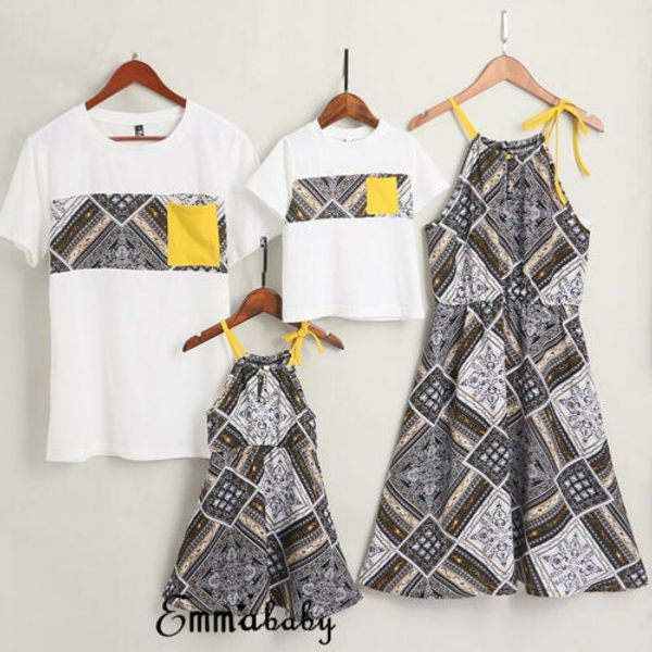 family matching outfit women mother and daughter dresses men boy t-shirt clothes, Blue
family matching outfit women mother and daughter dresses men boy t-shirt clothes, Blue