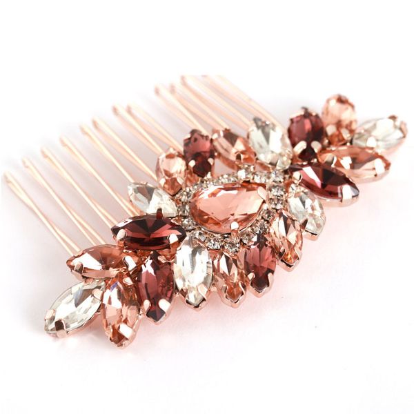 

Crystal Rose Gold Hair Accessories Women Diademe Wedding Hair Comb Bridal Head Piece Jewelry bijoux de tete mariage