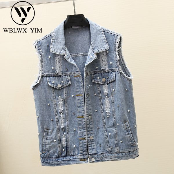 washed denim vest women sleeveless jacket fashion hole bead jeans vest short coat female loose plus size vests denim jacket, Black;white
washed denim vest women sleeveless jacket fashion hole bead jeans vest short coat female loose plus size vests denim jacket, Black;white