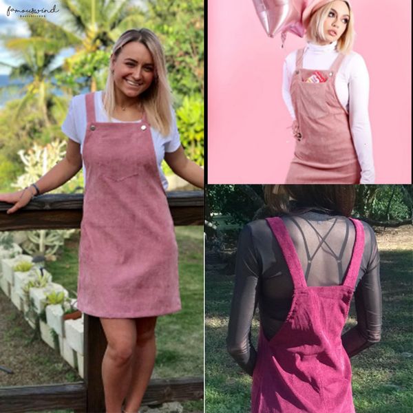 women dress corduroy autumn ladies casual suspender sarafan overall dresses female vest pinafore loose mini dress designer clothes, Black;gray
women dress corduroy autumn ladies casual suspender sarafan overall dresses female vest pinafore loose mini dress designer clothes, Black;gray