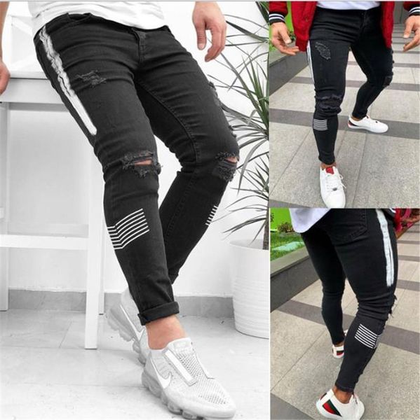 slim fit рваные джинсы мужская мода high street колено отверстия белый полосатый дизайнерские черные джинсы homme карандаш штаны, Blue
slim fit рваные джинсы мужская мода high street колено отверстия белый полосатый дизайнерские черные джинсы homme карандаш штаны, Blue