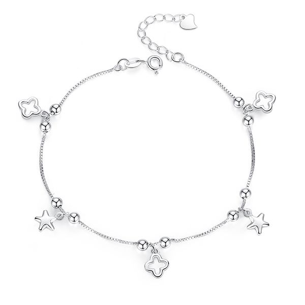 sterling silver anklet womens smaller design clover star beach japanese and korean-style simple girlfriends leg ankle-foot chain gift, Red;blue
sterling silver anklet womens smaller design clover star beach japanese and korean-style simple girlfriends leg ankle-foot chain gift, Red;blue