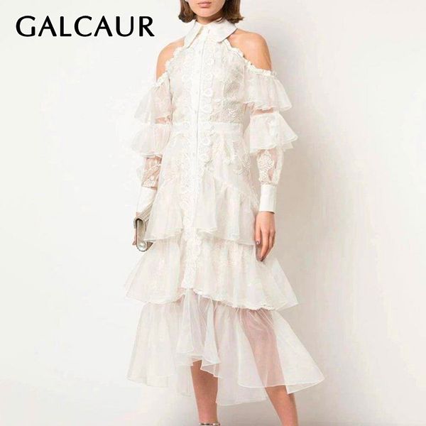 galcaur embroidery lace ruffle dress women lapel collar flare sleeve off shoulder high waist patchwork mesh dresses female 2020, Black;gray
galcaur embroidery lace ruffle dress women lapel collar flare sleeve off shoulder high waist patchwork mesh dresses female 2020, Black;gray
