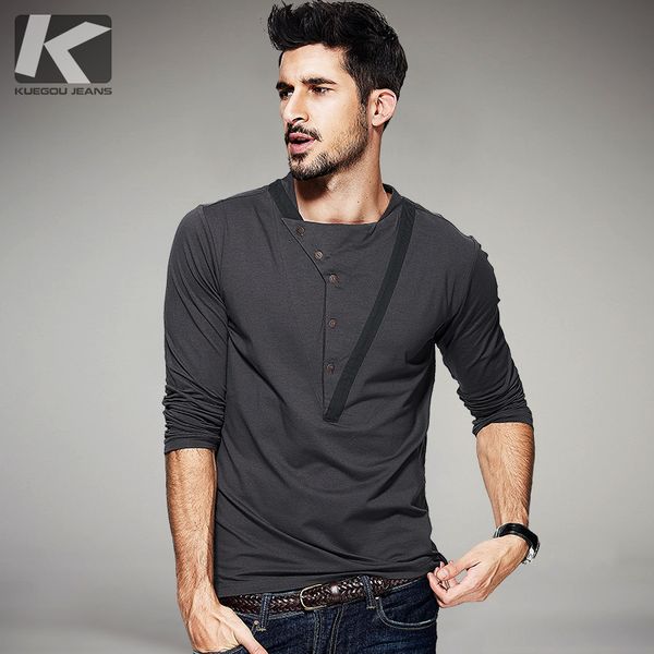 kuegou 2017 autumn mens fashion t shirts patchwork button gray brand clothing fit man's long sleeve slim t-shirts plus size 1307, White;black
kuegou 2017 autumn mens fashion t shirts patchwork button gray brand clothing fit man's long sleeve slim t-shirts plus size 1307, White;black