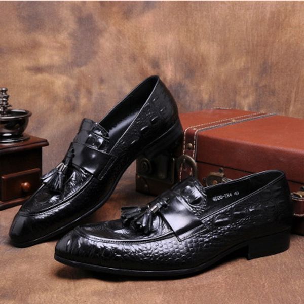 men leather shoes tassels casual alligator dermis leather shoes for men shoping work wedding, Black
men leather shoes tassels casual alligator dermis leather shoes for men shoping work wedding, Black