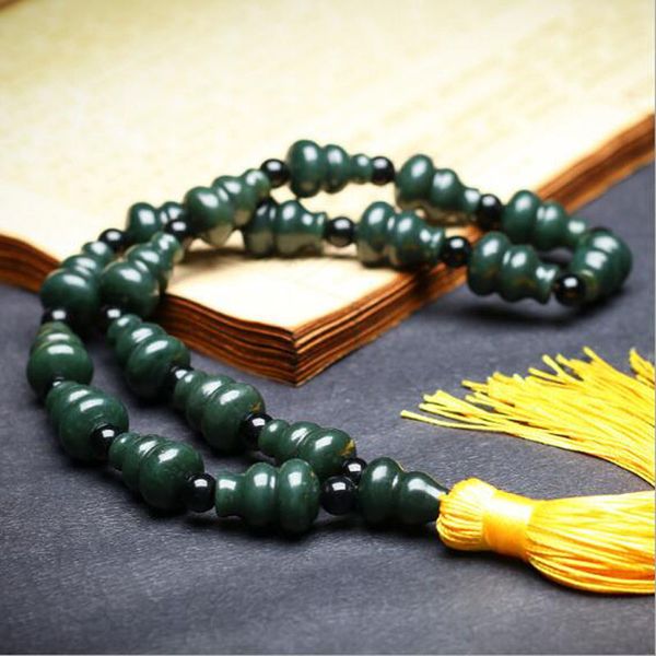 fine jewelry beaded, strands natural hetian qing jade rosary jade pendant calabash bracelet, Black
fine jewelry beaded, strands natural hetian qing jade rosary jade pendant calabash bracelet, Black