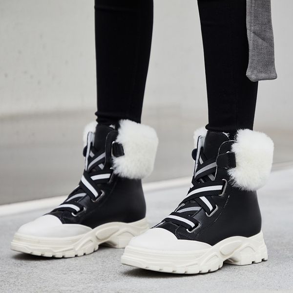 new style winter fashion genuine leather fur boots white black thick bottom boots women casual ankle warm lace up
new style winter fashion genuine leather fur boots white black thick bottom boots women casual ankle warm lace up