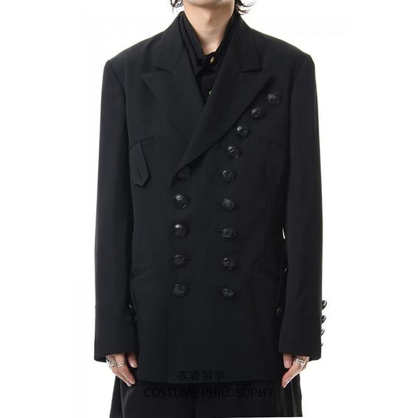 s~6xl customizable new men's clothing yamamoto personality loose suit two double-breasted simple casual suit, White;black 
s~6xl customizable new men's clothing yamamoto personality loose suit two double-breasted simple casual suit, White;black