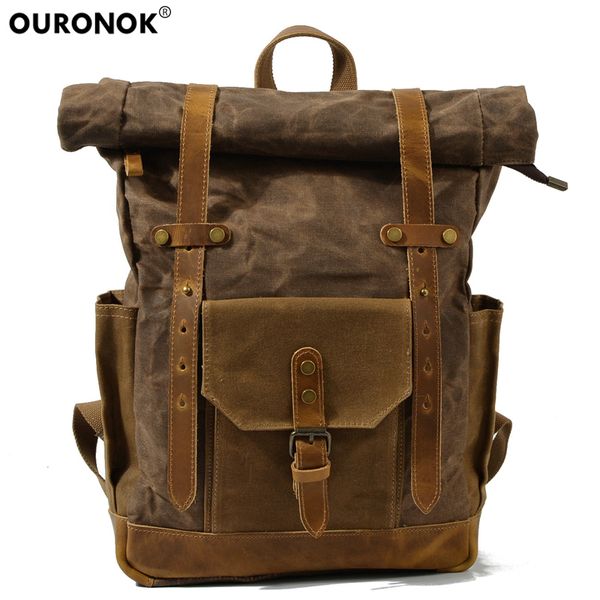 ouronok vintage men's backpack canvas waterproof travel bag leather women rucksack college weekend school bags leather backpack
ouronok vintage men's backpack canvas waterproof travel bag leather women rucksack college weekend school bags leather backpack