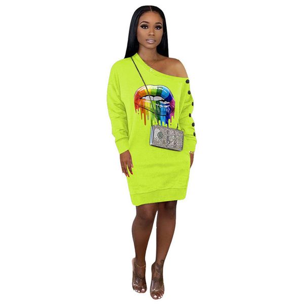 women long sleeved knee dresses ladies outfits sports lip printed dew shoulder one-pieces dress female knee-length dresses clothes e22702, Black;gray
women long sleeved knee dresses ladies outfits sports lip printed dew shoulder one-pieces dress female knee-length dresses clothes e22702, Black;gray