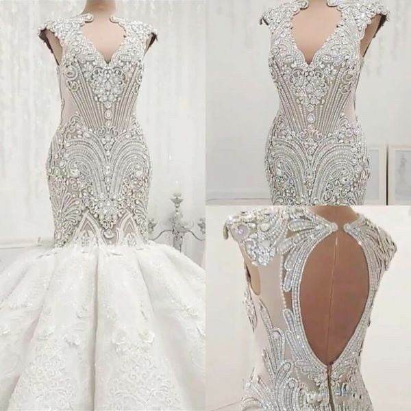 major beading mermaid wedding dresses plus size satin v neck capped hollow out backless beads sequins long bridal dress wedding gowns luxury, White
major beading mermaid wedding dresses plus size satin v neck capped hollow out backless beads sequins long bridal dress wedding gowns luxury, White