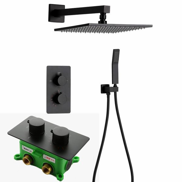 thermostatic faucets black shower set 8/10/12/16 inch bathroom rainfall shower faucet set with handheld shower head
thermostatic faucets black shower set 8/10/12/16 inch bathroom rainfall shower faucet set with handheld shower head