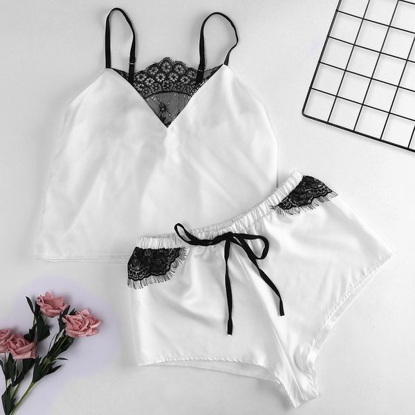 women pigiama set sleepwear sleeveless crop cami girls cute lace white print underwear and shorts pajama mujer set, Blue;gray
women pigiama set sleepwear sleeveless crop cami girls cute lace white print underwear and shorts pajama mujer set, Blue;gray