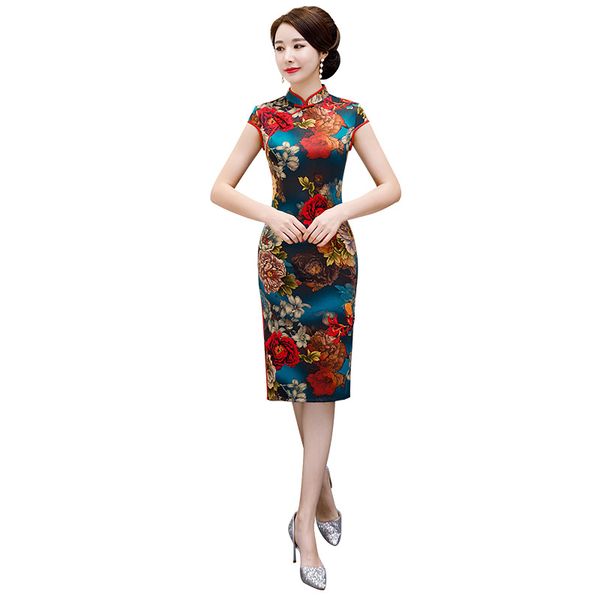 new oriental ladies knee length chinese style short sleeve dress vintage qipao classic stage show elegant female cheongsam -3xl, Red
new oriental ladies knee length chinese style short sleeve dress vintage qipao classic stage show elegant female cheongsam -3xl, Red