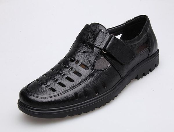 2019 new summer men's sandals genuine leather shoes round head set foot hole dad casual shoes men summer sandals, Black
2019 new summer men's sandals genuine leather shoes round head set foot hole dad casual shoes men summer sandals, Black