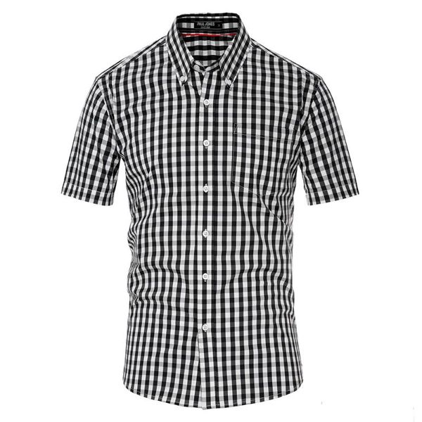 men's button-down shirt short sleeve button placket curved hem plaided shirts summer casual classic fashion male shirts, White;black
men's button-down shirt short sleeve button placket curved hem plaided shirts summer casual classic fashion male shirts, White;black