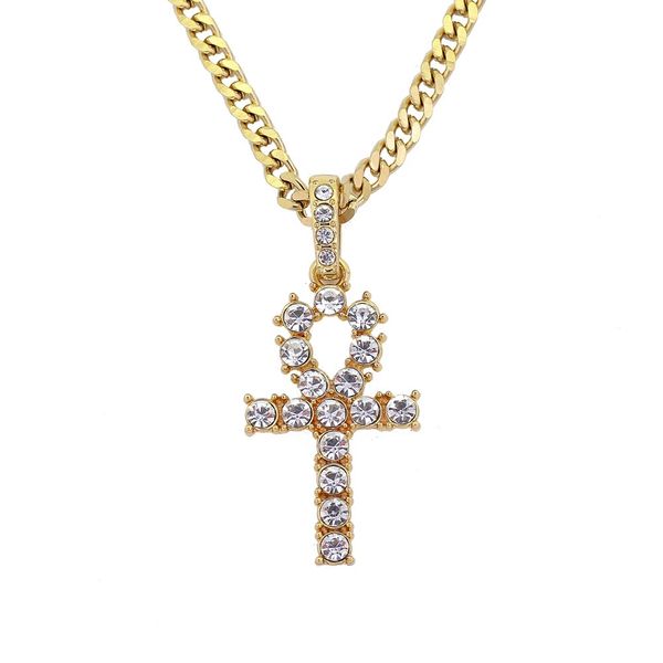 hip hop anka cross diamonds pendant necklaces for men religious luxury necklace stainless steel cuban chain christian jewelry 2 colors, Silver
hip hop anka cross diamonds pendant necklaces for men religious luxury necklace stainless steel cuban chain christian jewelry 2 colors, Silver