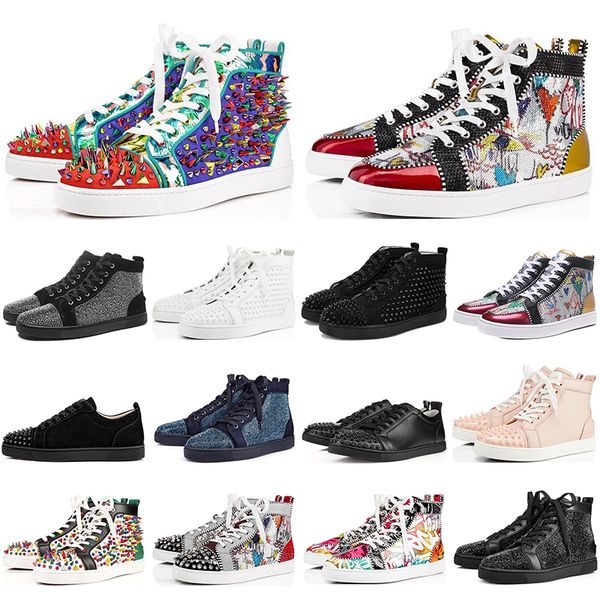good quality mens womens studded spikes sneakers red bottom flat suede leather triple black casual shoes winter snow party lovers chaussures
good quality mens womens studded spikes sneakers red bottom flat suede leather triple black casual shoes winter snow party lovers chaussures