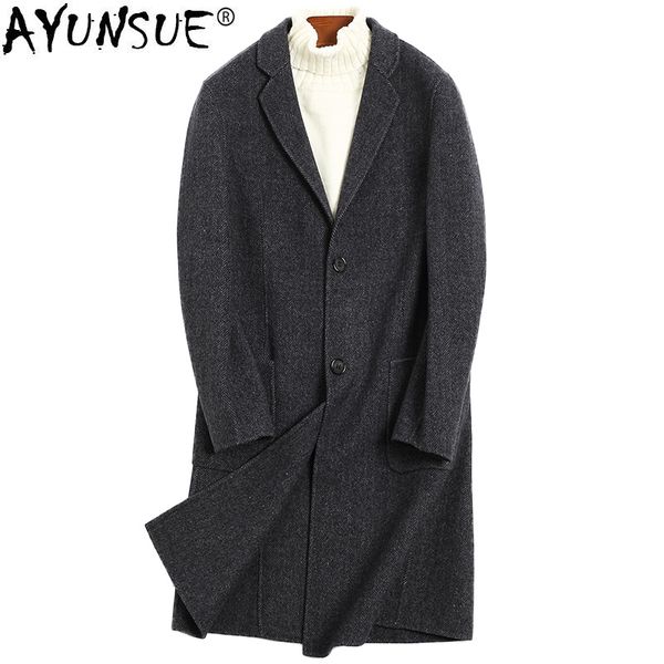 ayunsue new 100% wool coat men korean double-sided windbreaker long jacket men blazer collar mens coats and jackets kj1565, Black
ayunsue new 100% wool coat men korean double-sided windbreaker long jacket men blazer collar mens coats and jackets kj1565, Black